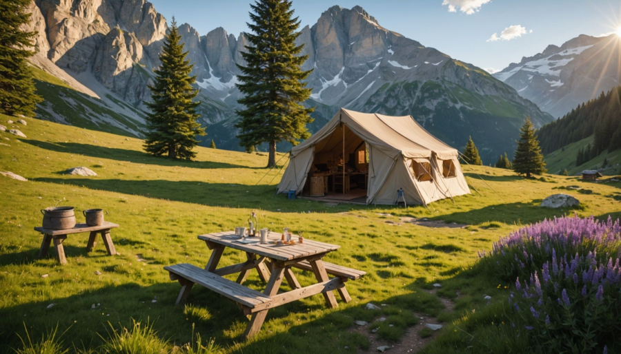 Kleine camping in de franse alpen midden in de natuur